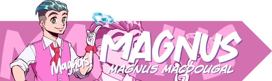 Character Magnus MacDougal on a pink background