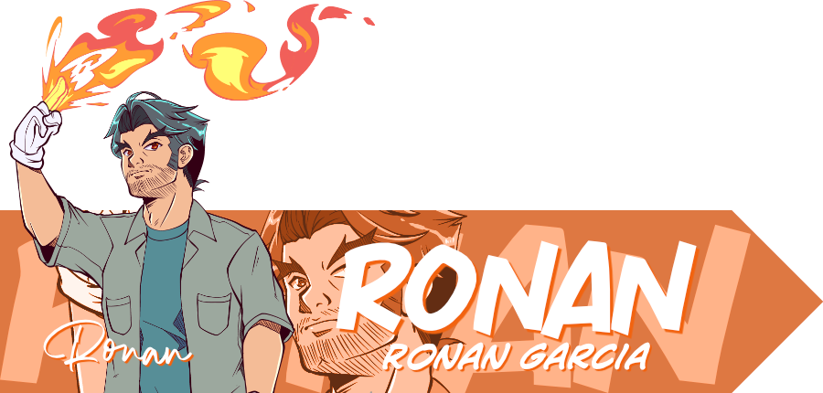 Character Ronan Garcia on an orange background